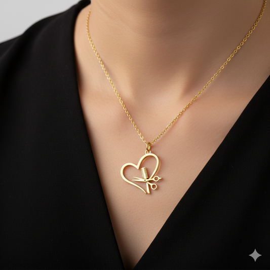 Stilistlere Özel: Makas & Tarak Figürlü Kolye- Beauty Artisan Serisi