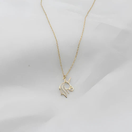 Unicorn Figürlü Zarif Kolye - 14K Altın Kaplama Minimalist Seri